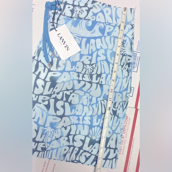 Lanvin Blue Wave Print Swim Trunks - Picture 3 of 9